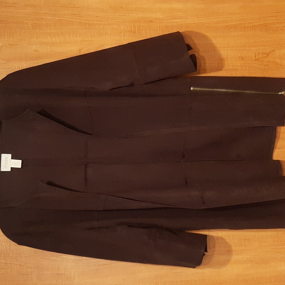 Chicos Faux Suede Chocolate Brown Jacket in Chicos Size 2